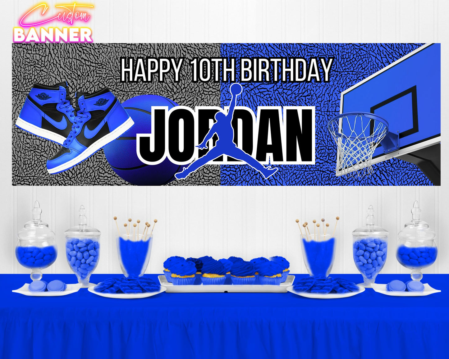 Jordan Theme Party Banner | Basketball Birthday Party Banner | Sneaker Ball Birthday Party | Party Banner | Printed & Shipped