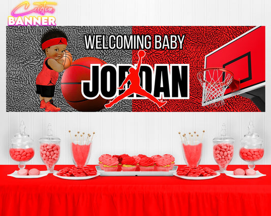 Jordan Theme Baby Shower Banner | Basketball Baby Shower Banner | Sneaker Ball Baby Shower | Party Banner | Printed & Shipped