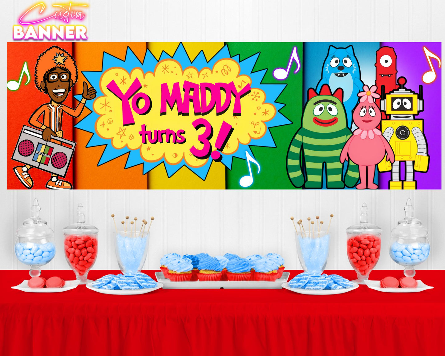 Yo Gabba Gabba Party Banner | Yo Gabba Gabba Birthday Party |  Birthday Party Banner | Party Banner | Printed & Shipped