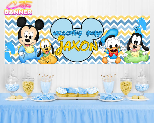 Baby Mickey Baby Shower Banner | Baby Minnie Baby Shower Banner | Party Banner | Printed & Shipped
