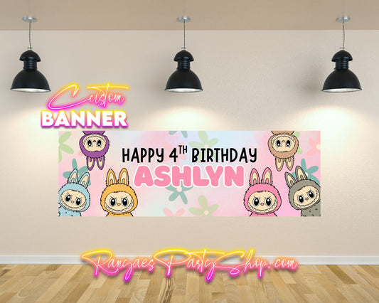 Labubu Birthday Banner | Labubu Birthday Party Decorations | Party Banner | Labubu Banner | Printed & Shipped