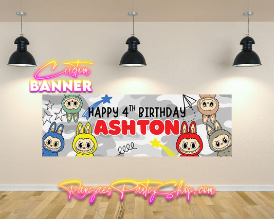 Labubu Birthday Banner | Labubu Birthday Party Decorations | Party Banner | Labubu Banner | Printed & Shipped
