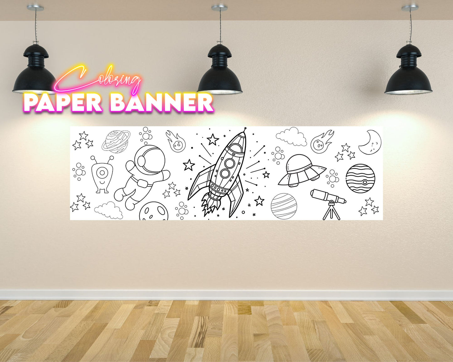 Outer Space Coloring Banner | Coloring Fun | Family Fun | Group Activity | Coloring Activity