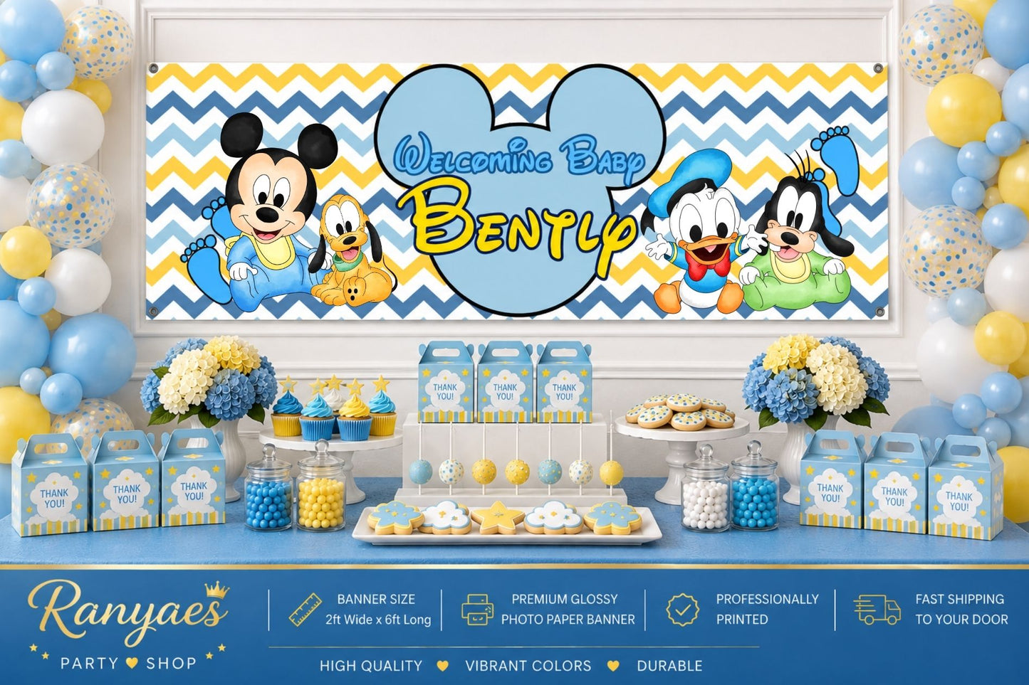 Baby Mickey Baby Shower Banner | Mickey Baby Shower | Baby Shower Banner | Printed & Shipped