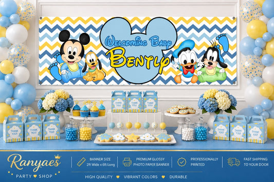Baby Mickey Baby Shower Banner | Mickey Baby Shower | Baby Shower Banner | Printed & Shipped
