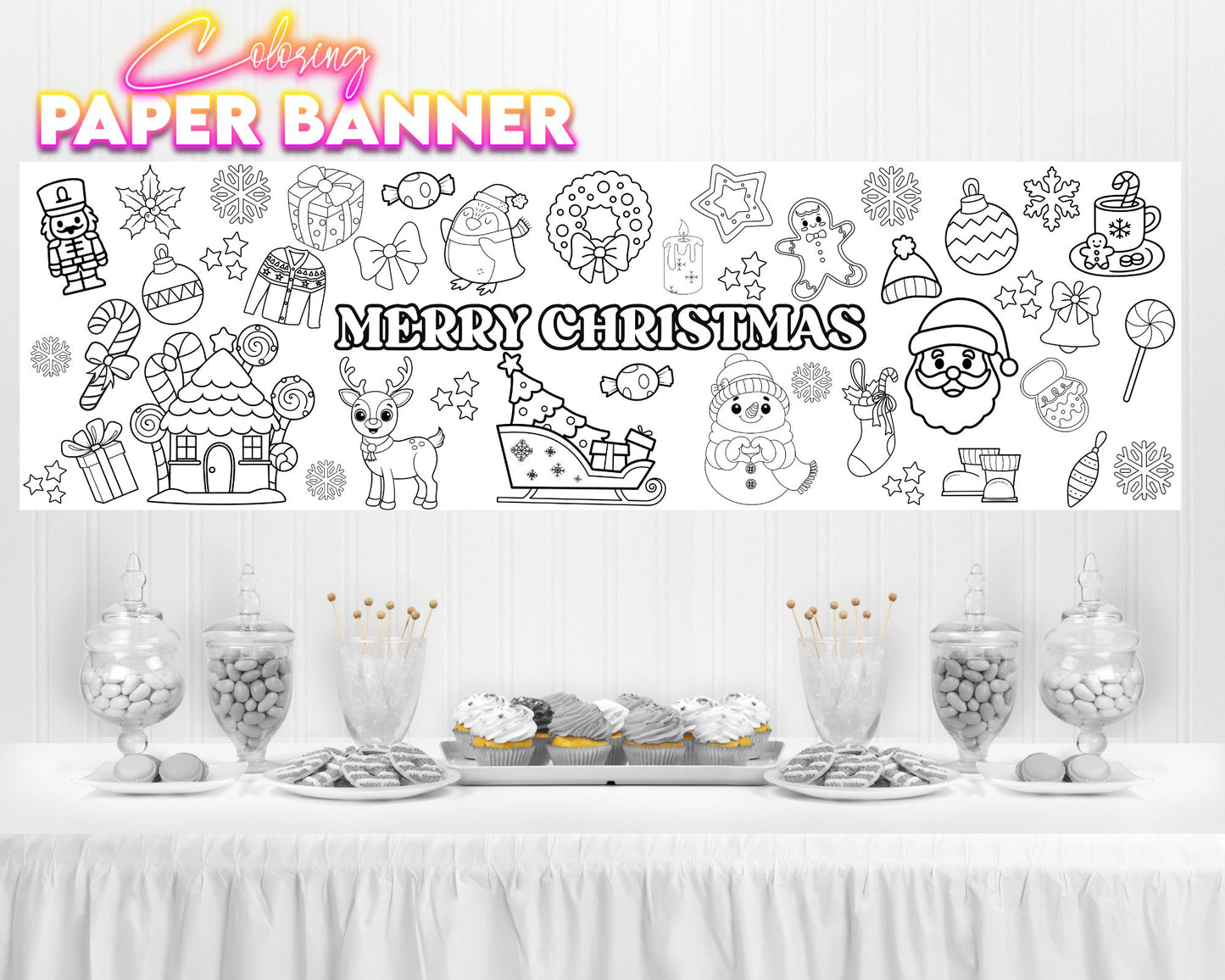 Christmas Coloring Banner | Coloring Fun | Family Fun | Group Activity | Christmas Activity |