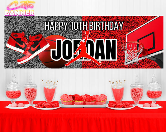 Jordan Theme Party Banner | Basketball Birthday Party Banner | Sneaker Ball Birthday Party | Party Banner | Printed & Shipped