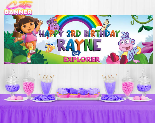 Dora the Explorer Party Banner | Dora Birthday Party Banner | Dora the Explorer Birthday Party | Party Banner | Printed & Shipped