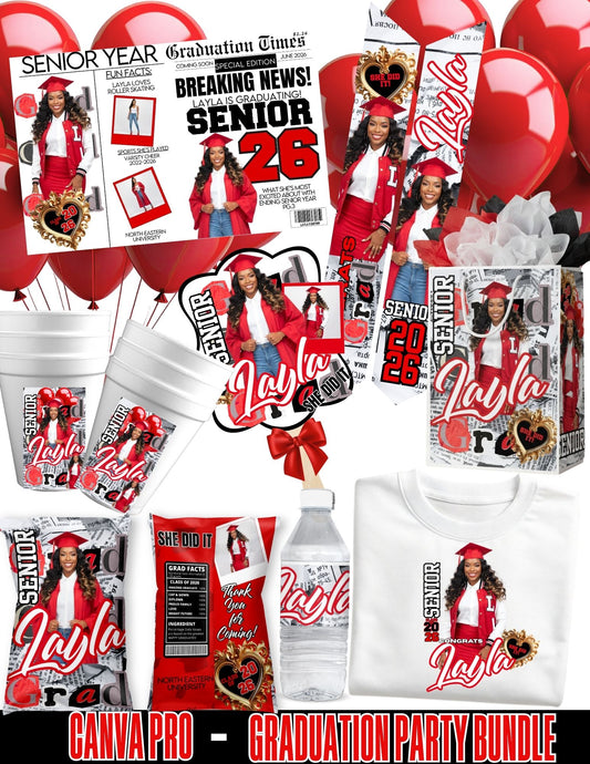 Class of 2026 Graduation Party Bundle | Edit with CANVA PRO | Graduation Party Favors | Digital Files