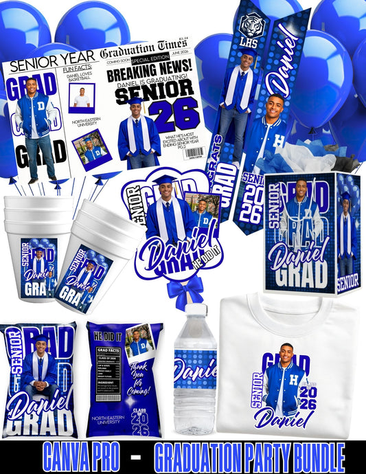 Class of 2026 Graduation Party Bundle | Edit with CANVA PRO | Graduation Party Favors | Digital Files