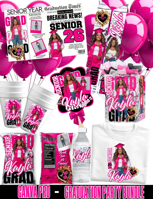 Class of 2026 Graduation Party Bundle | Edit with CANVA PRO | Graduation Party Favors | Digital Files