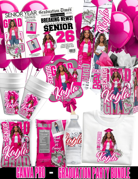 Class of 2026 Graduation Party Bundle | Edit with CANVA PRO | Graduation Party Favors | Digital Files