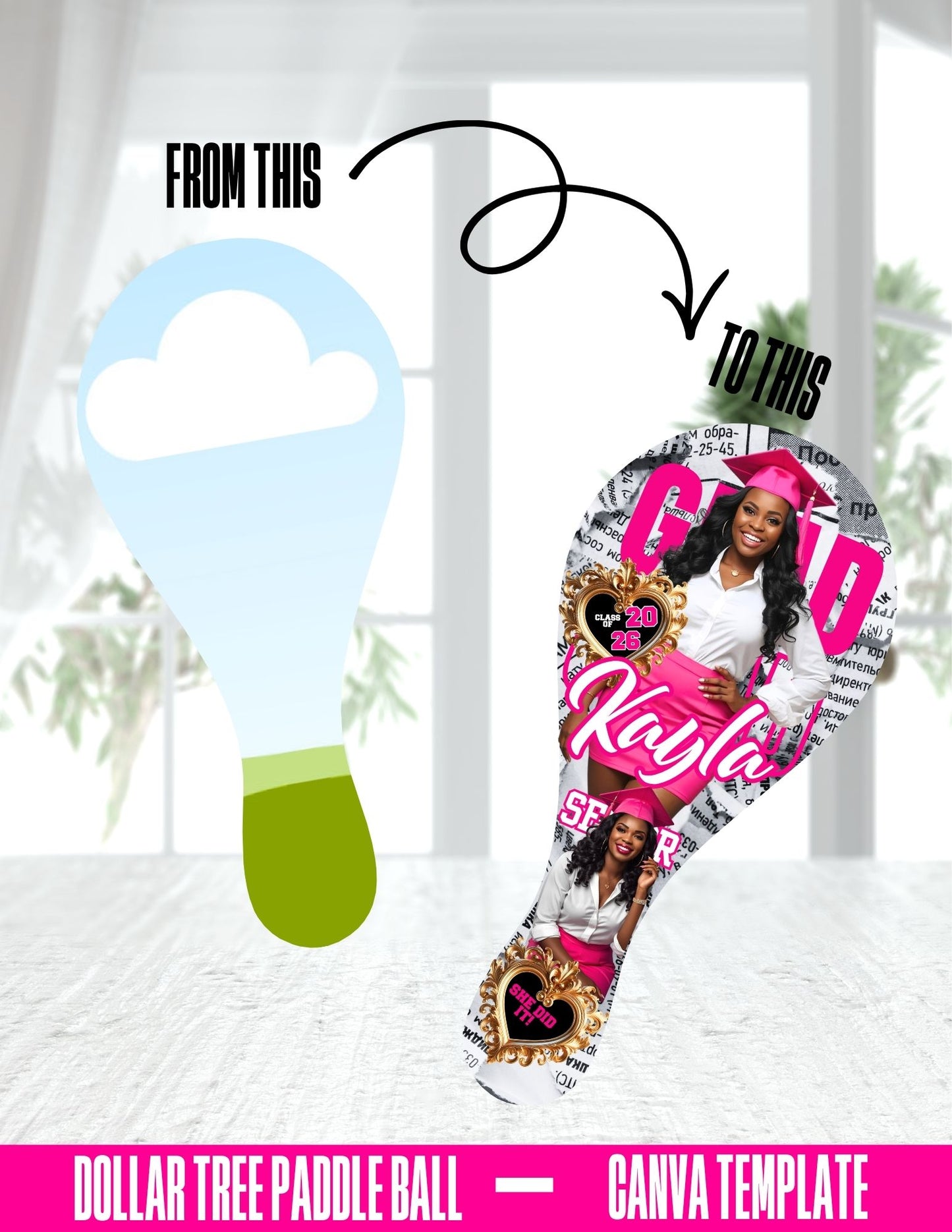 Dollar Tree Dry Paddle Ball Set Drag & Drop Template | Blank Canva Template | Design with Canva | Digital File Only