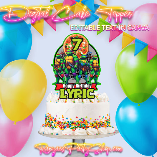 Ninja Turtle Digital Cake Topper | TMNT Party | Edit Text with Canva | Digital File Only