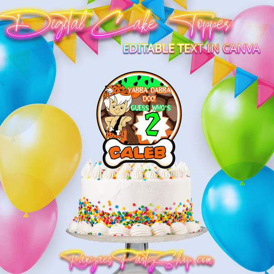 Bamm Bamm  Digital Cake Topper | Bamm Bamm Party | Edit Text with Canva | Digital File Only