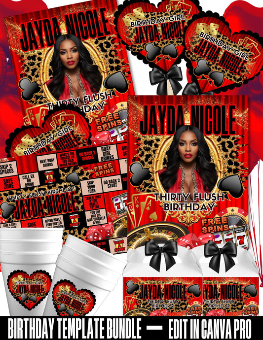 Casino Themed Digital Party Package | Adult Party Bundle | Edit with CANVA PRO | Digital File Only