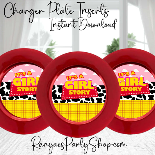 Girl Story 7" inch Charger Plate Insert | Instant Download | Digital Plate Insert | Girl Story Baby Shower