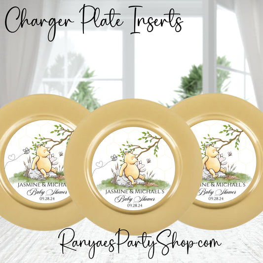 Pooh Vintage 7" inch Charger Plate Insert | Pooh Charger Plate Insert | Digital Plate Insert | Pooh Baby Shower | Pooh Gender Reveal