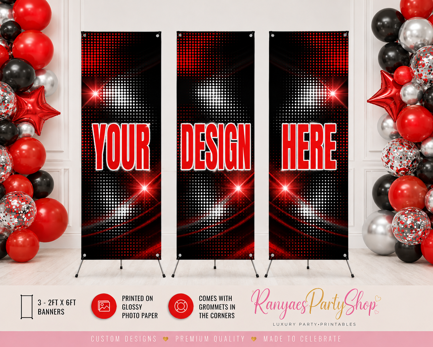 Custom Glossy Photo Banners Set | Custom Banners | Your Designs Printed | Custom Event Banners