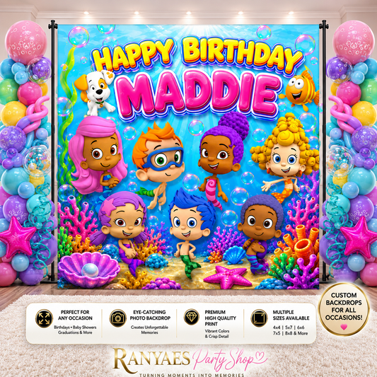 Bubble Guppie Backdrop | Bubble Guppie Banner | Bubble Guppie Party Backdrop | Birthday Backdrop