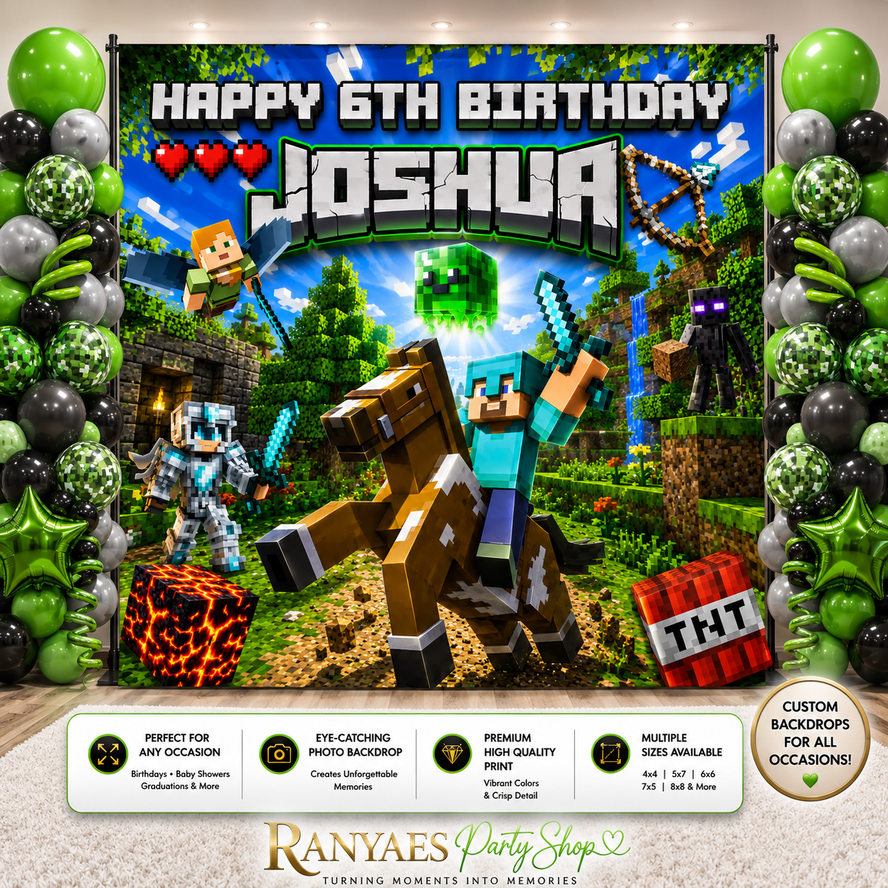 Minecraft Backdrop | Pixel Party Banner | Minecraft Birthday Party | Pixel Party Birthday Backdrop