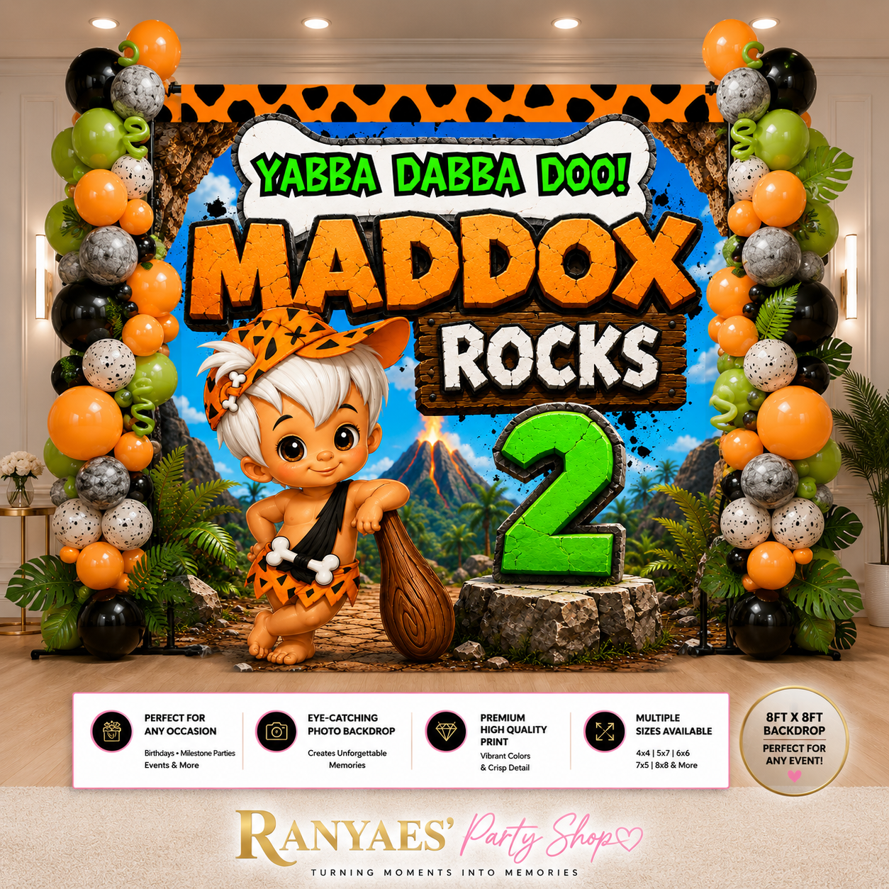 Bam Bam Backdrop | Bam Bam Banner | Bam Bam Birthday Party | Bam Bam Birthday Backdrop