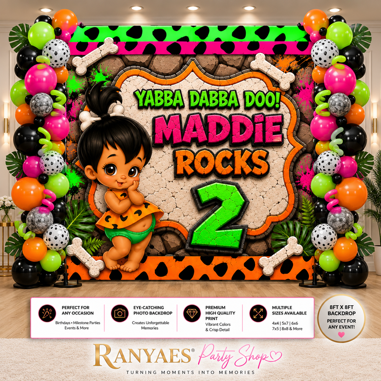 African American Pebbles Backdrop | African American Pebbles Banner | Pebbles Birthday Backdrop | Pebbles Party Banner