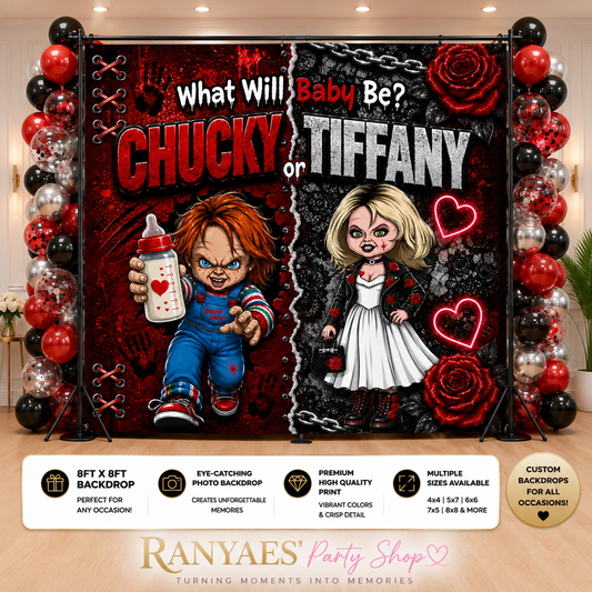 Chucky or Tiffany Gender Reveal Backdrop | Chucky or Tiffany | Gender Reveal Backdrop | What Will Baby Be