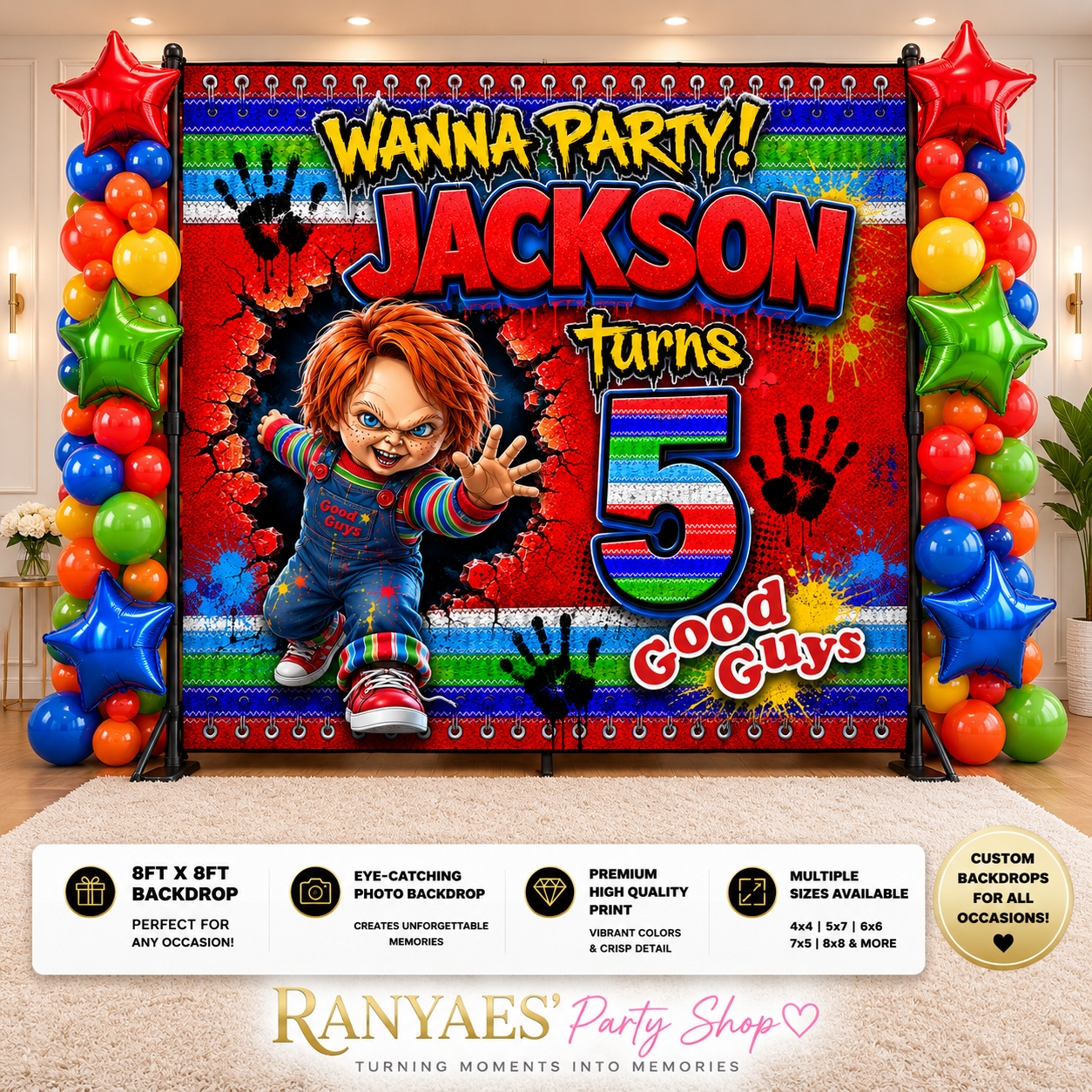 Chucky Backdrop | Chucky Child's Play Banner | Birthday Backdrop | Chucky Birthday Party