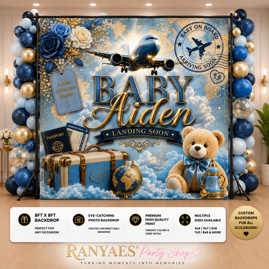 Baby Landing Soon Baby Shower  Backdrop | Landing Soon Baby Shower | Baby Shower Decorations | Baby Landing Soon