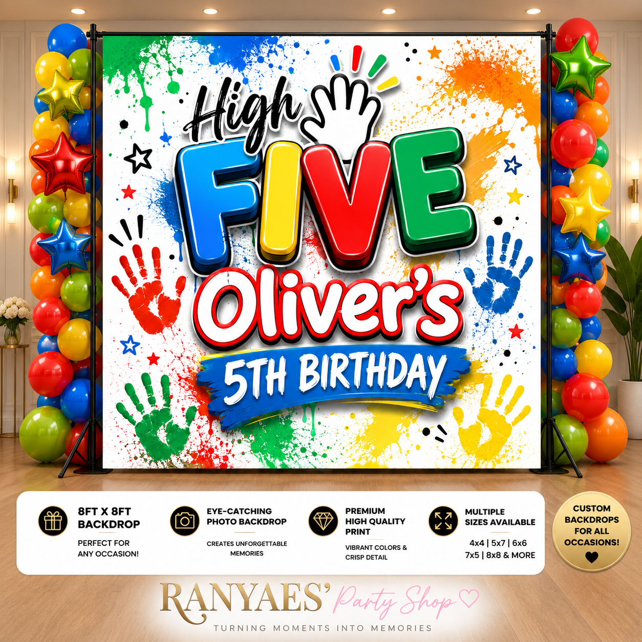 High Five Vinyl Backdrop | High Five Birthday Backdrop| 5th Birthday Party | Birthday Party Banner