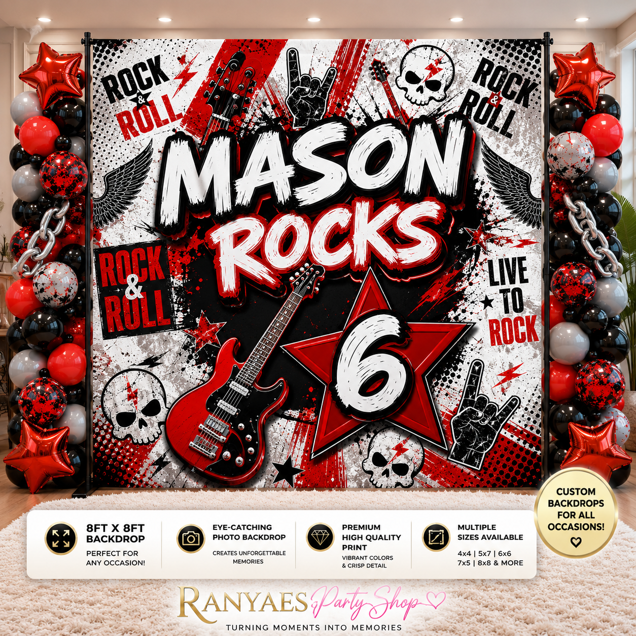 Rockstar Birthday Backdrop | Rockstar Party | Rockstar Party Decorations | Rockstar Party Banner |