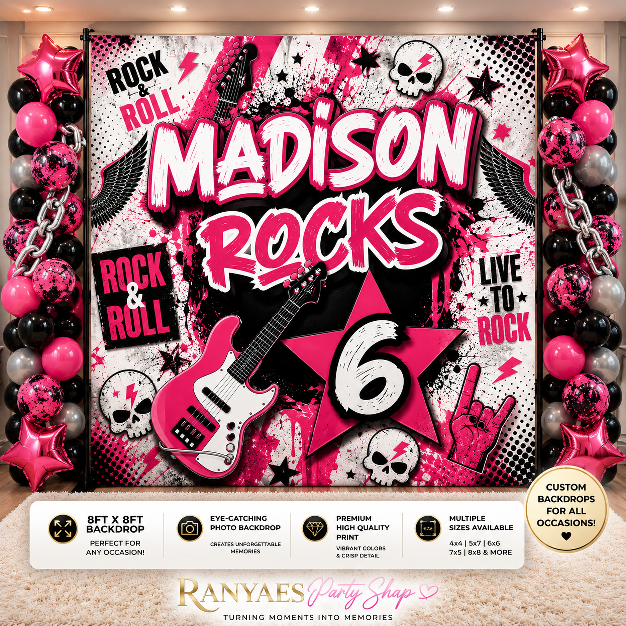 Rockstar Birthday Backdrop | Rockstar Party | Rockstar Party Decorations | Rockstar Party Banner |
