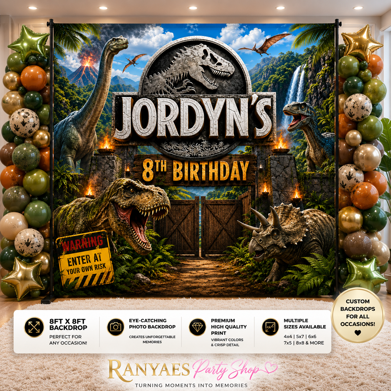 Jurassic Park Backdrop | Dinosaur Banner | Birthday Backdrop | Birthday Party Banner | Jurassic Park Party
