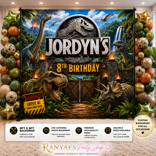 Jurassic Park Backdrop | Dinosaur Banner | Birthday Backdrop | Birthday Party Banner | Jurassic Park Party