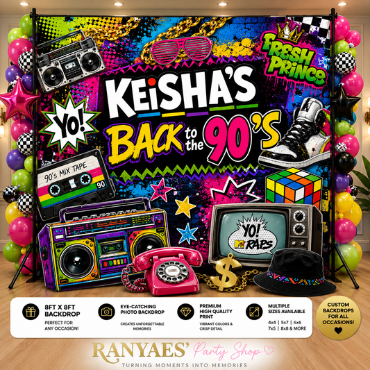 90's Party Backdrop | 90's Party Banner | Hip Hop Party | 90's Party Decorations | Birthday Backdrop