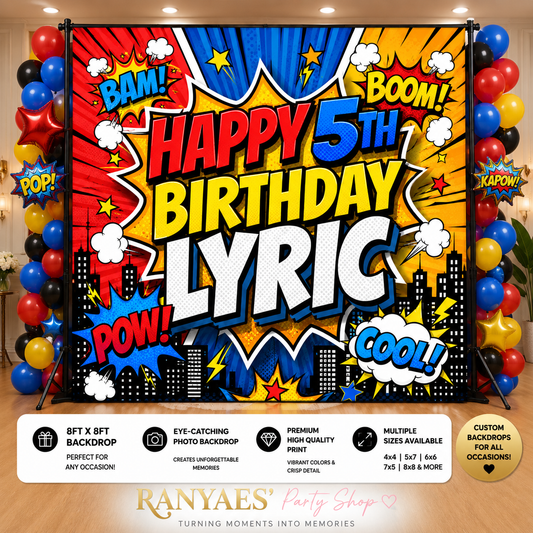 Superhero Backdrop | Superhero Party | Birthday Backdrop | Birthday Banner