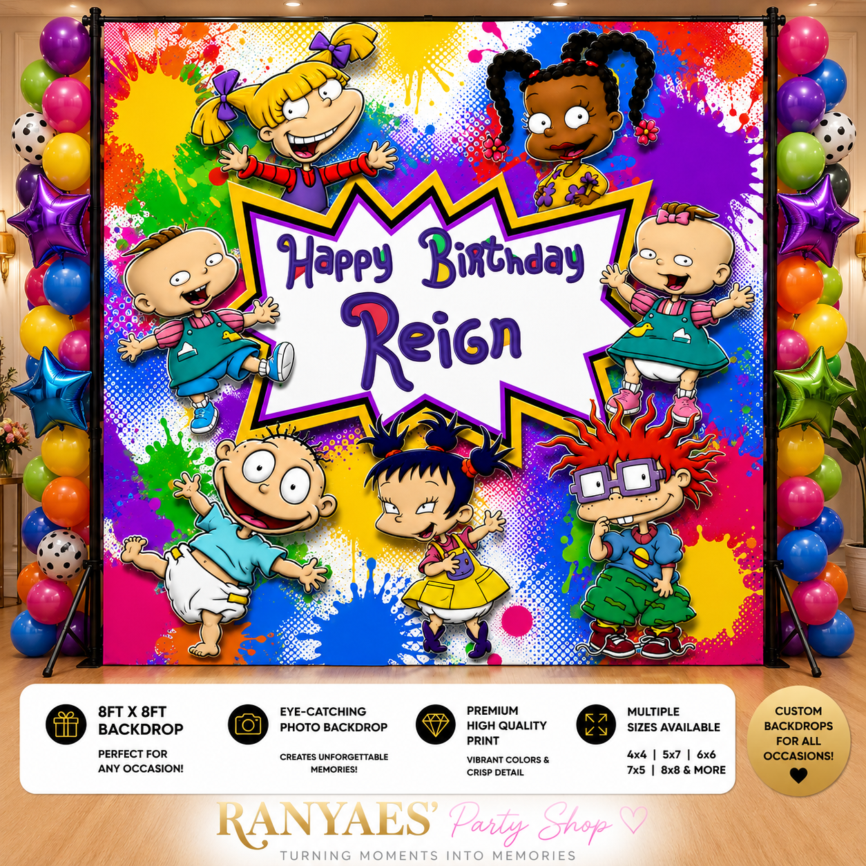 Rugrats Vinyl Backdrop | Kids Party Banner | Rugrats Birthday Party Decor | Birthday Backdrop