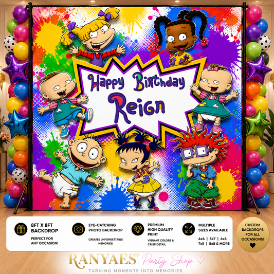 Rugrats Vinyl Backdrop | Kids Party Banner | Rugrats Birthday Party Decor | Birthday Backdrop