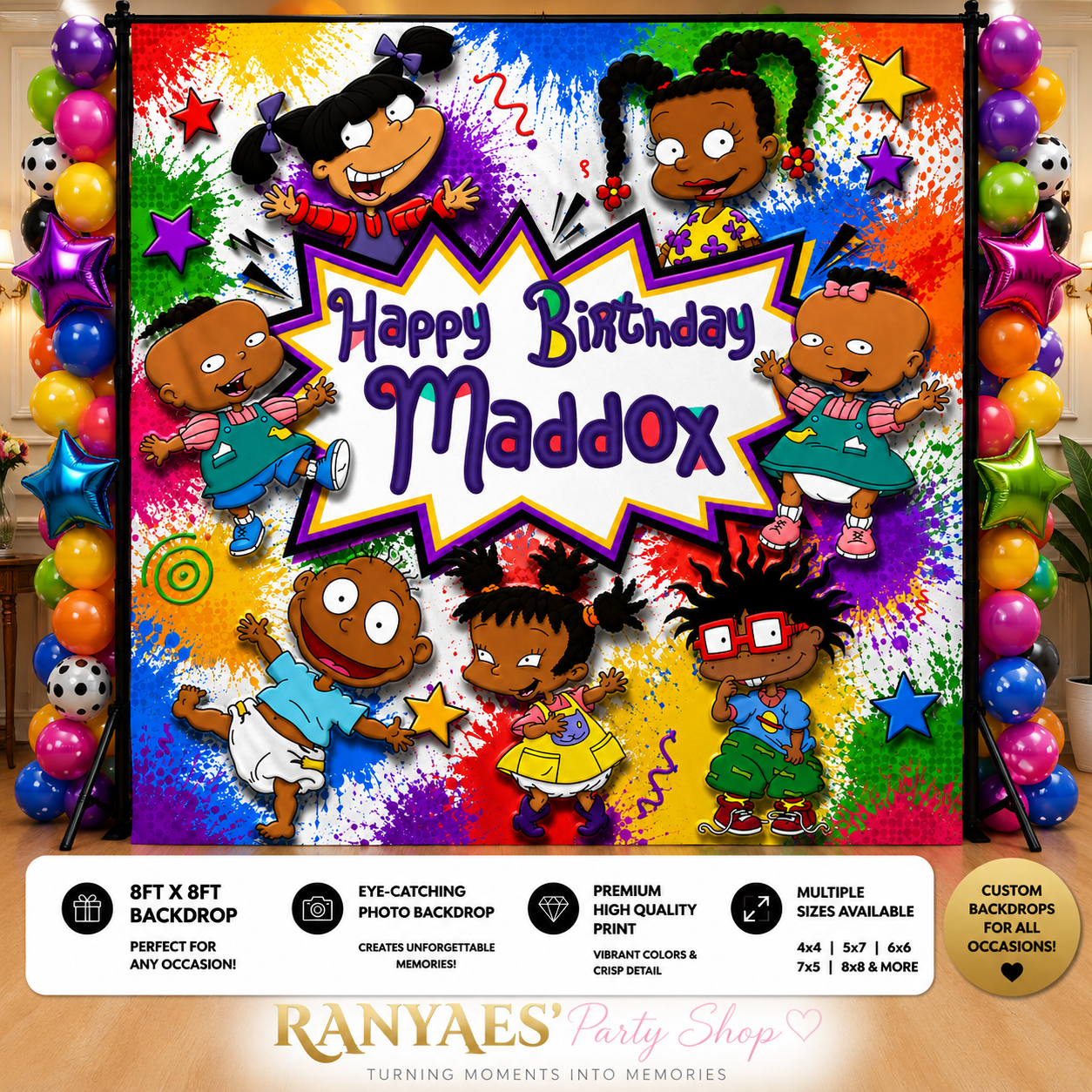 Rugrats Vinyl Backdrop | Kids Party Banner | Rugrats Birthday Party Decor | Birthday Backdrop