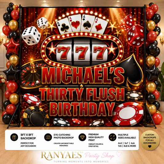 Casino Night Party Backdrop | Casino Party Banner | Casino Party Decorations | Birthday Backdrop