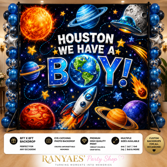 Houston We Have A Boy Backdrop | Baby Shower Banner | Baby Shower Backdrop | Houston We Have A Boy Baby Shower Decorations