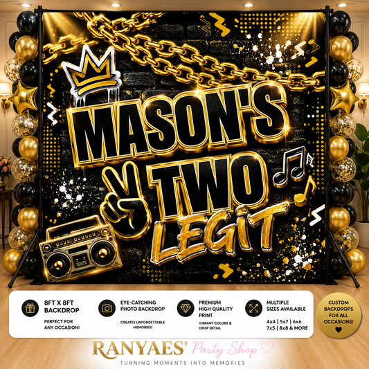 Two Legit Vinyl Backdrop | Two Legit Party Banner | Two Legit Birthday Backdrop