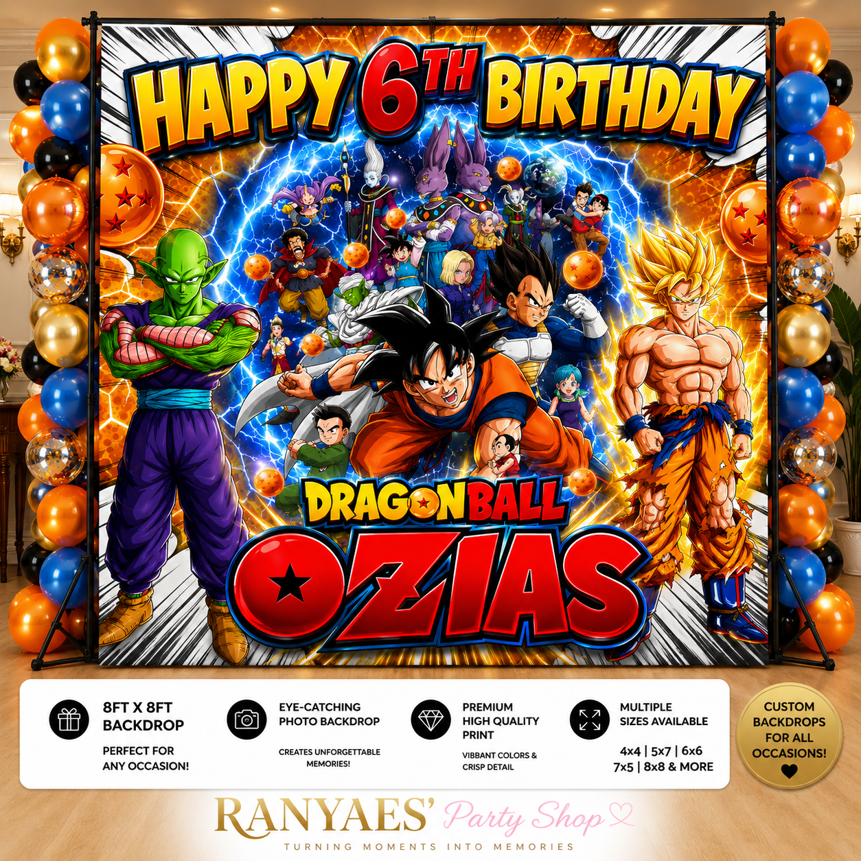 Anime Party Backdrop | Dragon Ball Z Banner | Birthday Backdrop | DragonBall Z Birthday Party | Anime Party