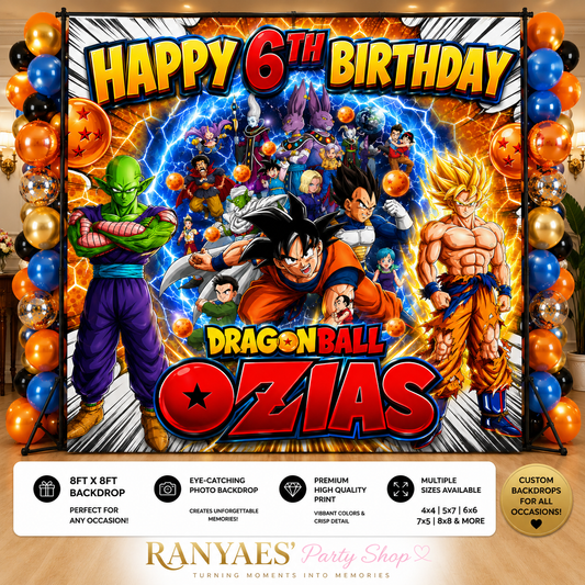 Anime Party Backdrop | Dragon Ball Z Banner | Birthday Backdrop | DragonBall Z Birthday Party | Anime Party