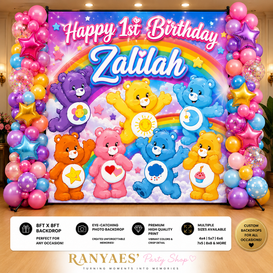 Care Bears Backdrop | Care Bears Banner | Care Bear Birthday Backdrop | Care Bears Baby Shower Backdrop