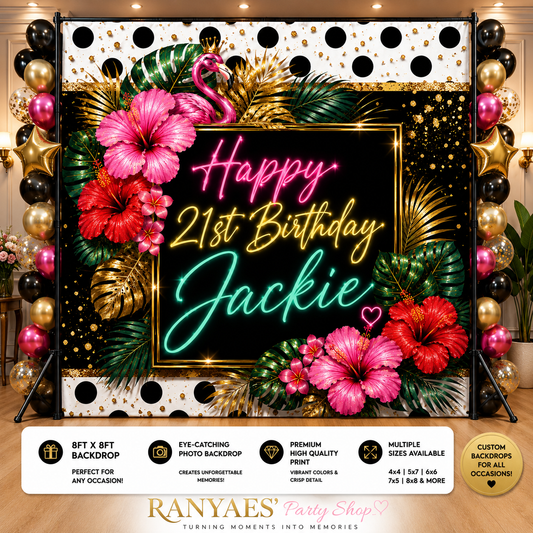 Aloha Tropical Birthday Backdrop | Tropical Birthday Banner | Tropical Party Decorations | Birthday Party| Backdrops | Banners