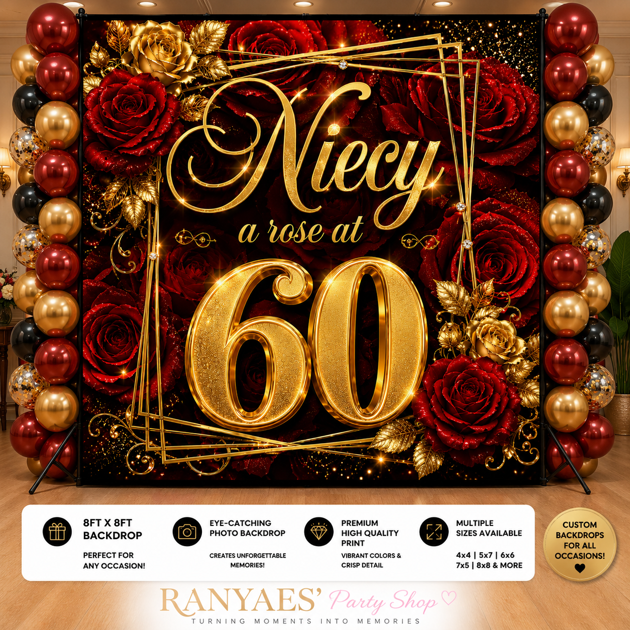Birthday Backdrop | Milestone Birthday Party | 60th Birthday Backdrop | Backdrops | Banners
