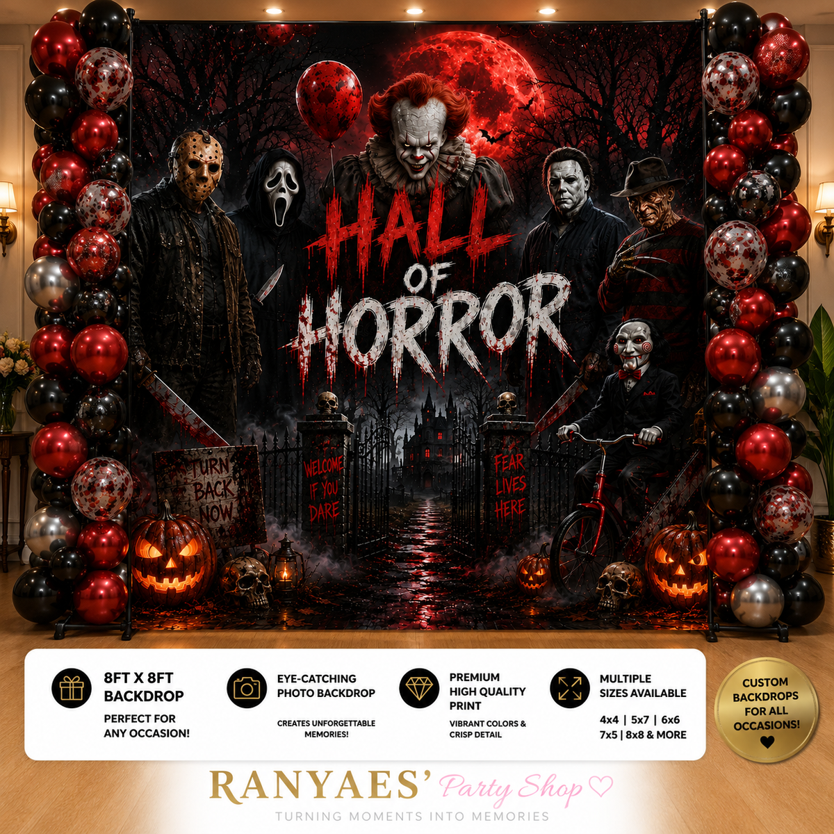 Halloween Horror Backdrop | Spooky Night Party Backdrop | Horror Movie Inspired Photo Booth Banner | Halloween Event Backdrop