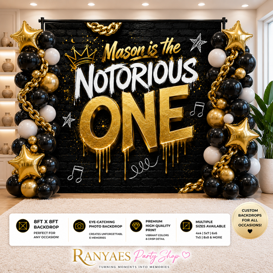 Notorious One Vinyl Backdrop | First Birthday Party |  First Birthday Backdrop | Notorious ONE Party Backdrop